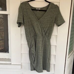Zara Heathered Olive Green Wrap Mini Dress
